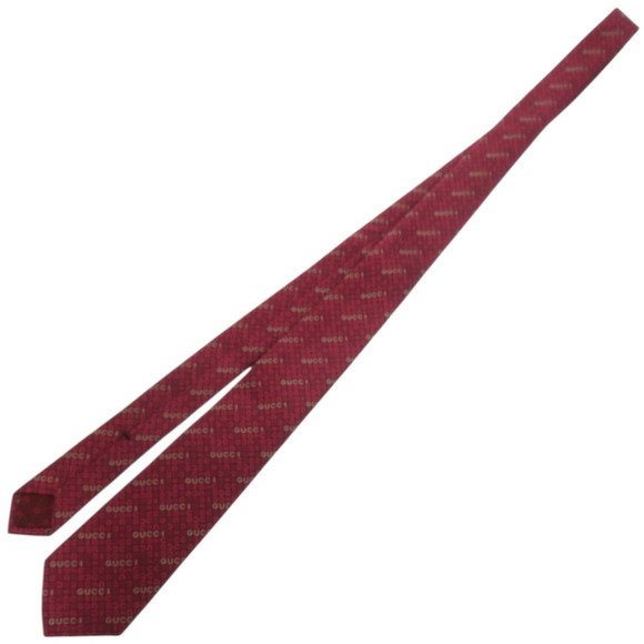 Unused Gucci GG Pattern Silk Jacquard Tie 792466 4E009 6175 Red 0896 GUCCI Men's